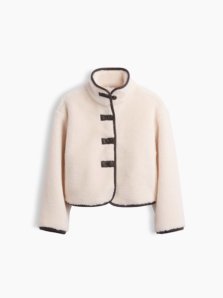 Image 2 of 6, Kids Relaxed Crop Sherpa Jacket