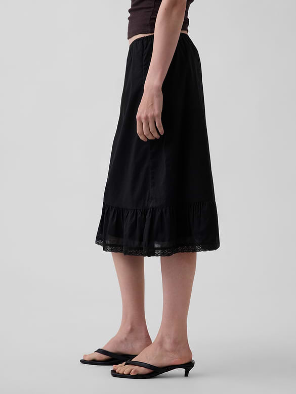 Ruffle-Hem Easy Knee-Length Skirt