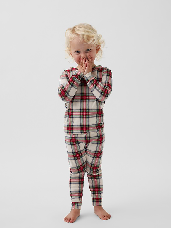 Kids & Baby Organic Brushed Cotton Plaid PJ Set