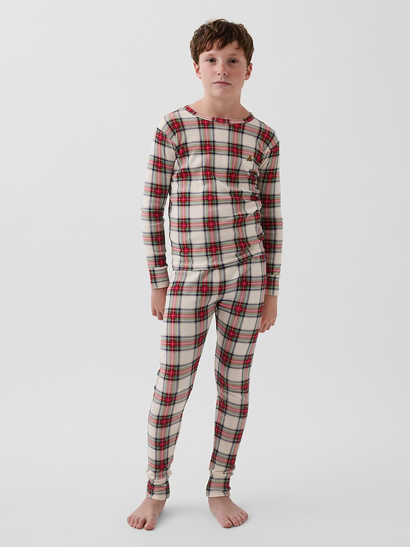 Kids & Baby Organic Brushed Cotton Plaid PJ Set