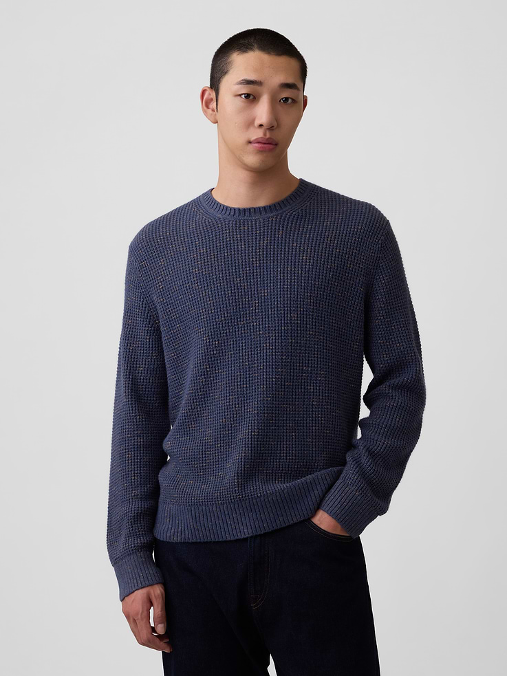 Image 1 of 5, Supersoft waffle-knit sweater., Crewneck., Long sleeves., Ribbed cuffs and hem., Product #1183677