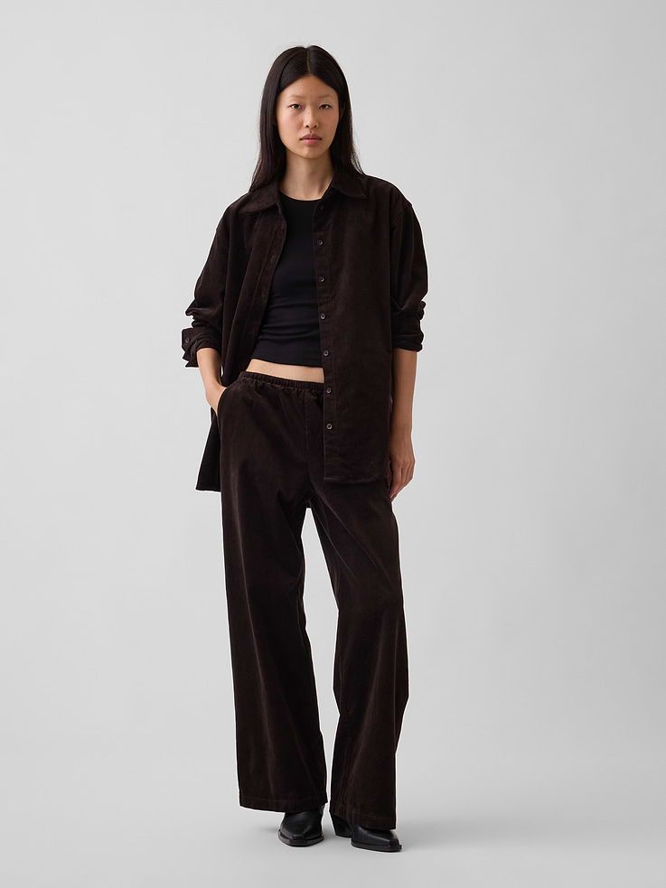 Image number 1 showing, Corduroy Easy Wide-Leg Pants