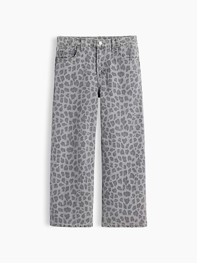 Image number 1 showing, Kids Low Rise Stride Leopard Wide-Leg Jeans