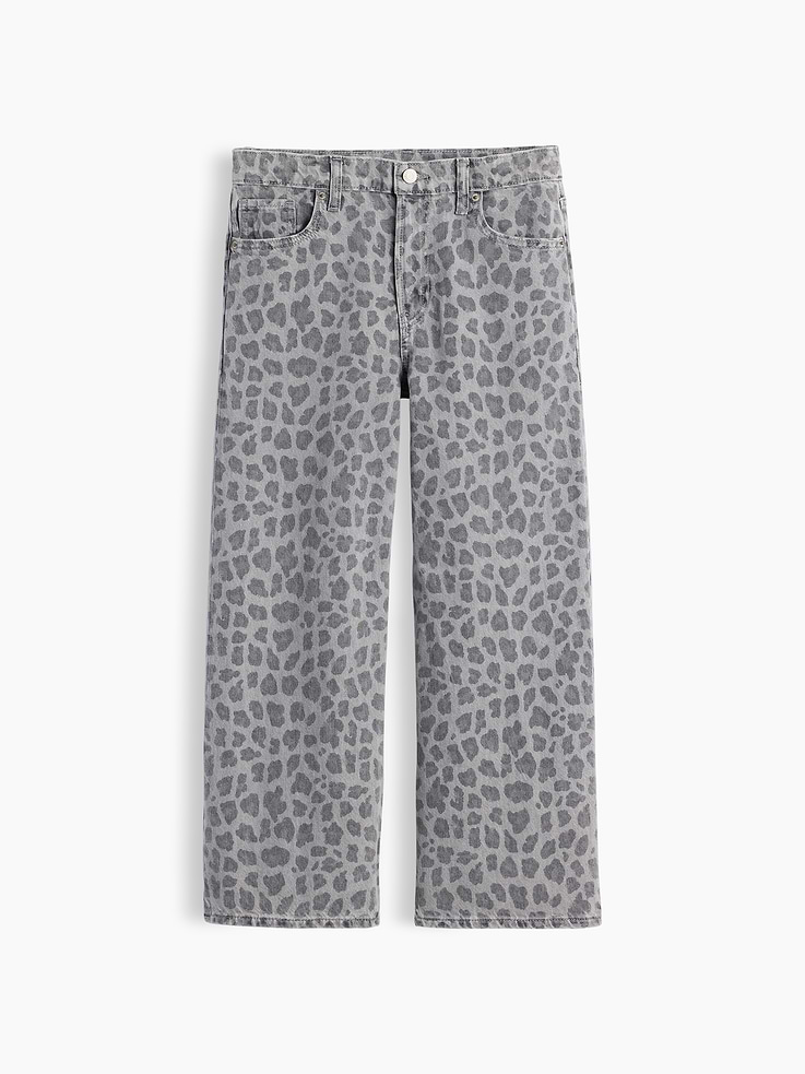 Image number 1 showing, Kids Low Rise Stride Leopard Wide-Leg Jeans