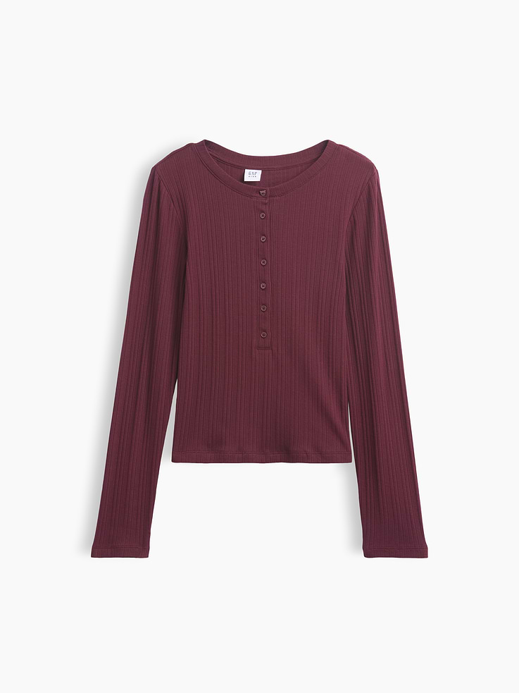 Image number 1 showing, Kids Variegated Rib Henley T-Shirt