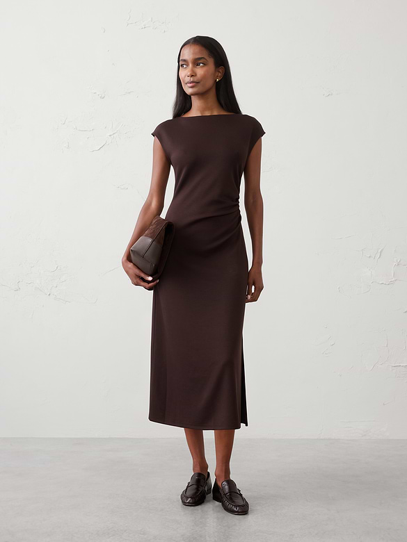 Soft Touch Side-Shirred Midi Dress