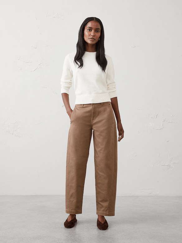 Barrel-Leg Mid-Rise Seamed Jean
