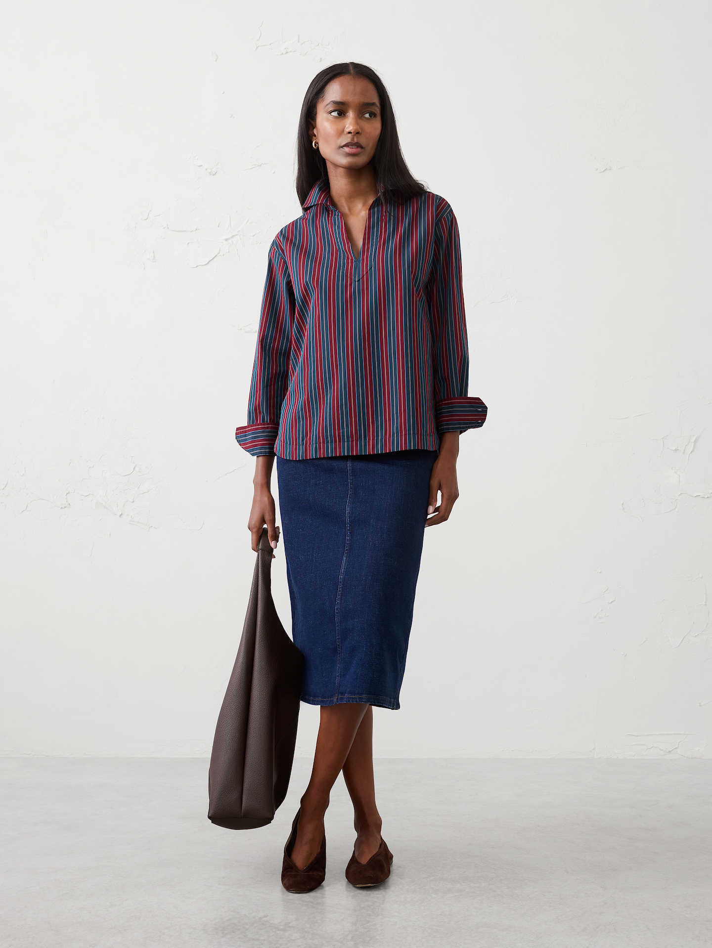 Image number 1 showing, Cotton Collar-Neck Tunic Top
