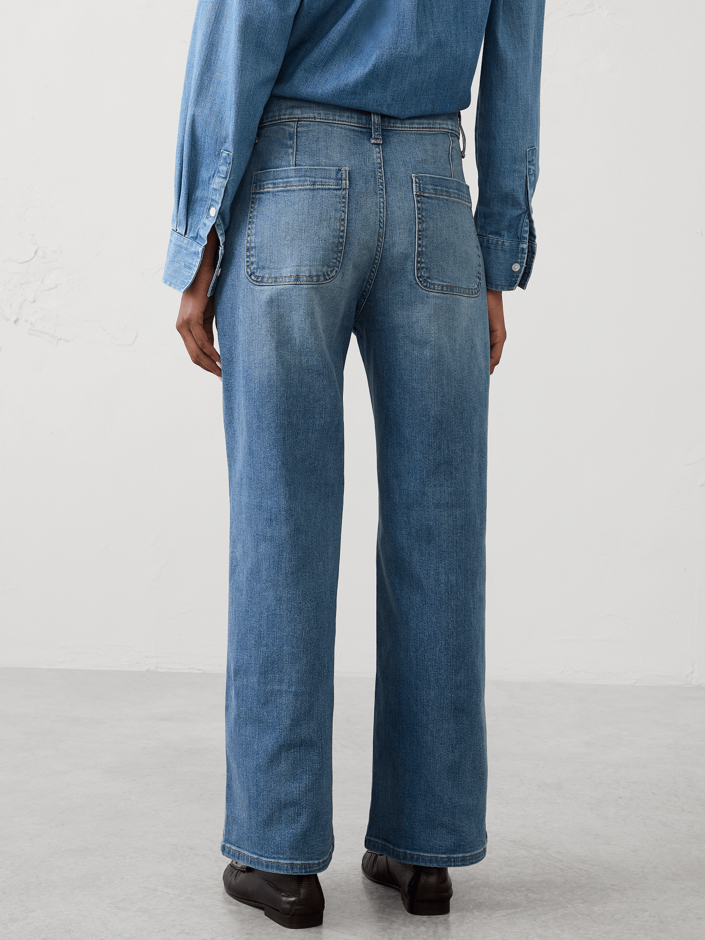Image number 2 showing, Wide-Leg High-Rise Patch Pocket Jean