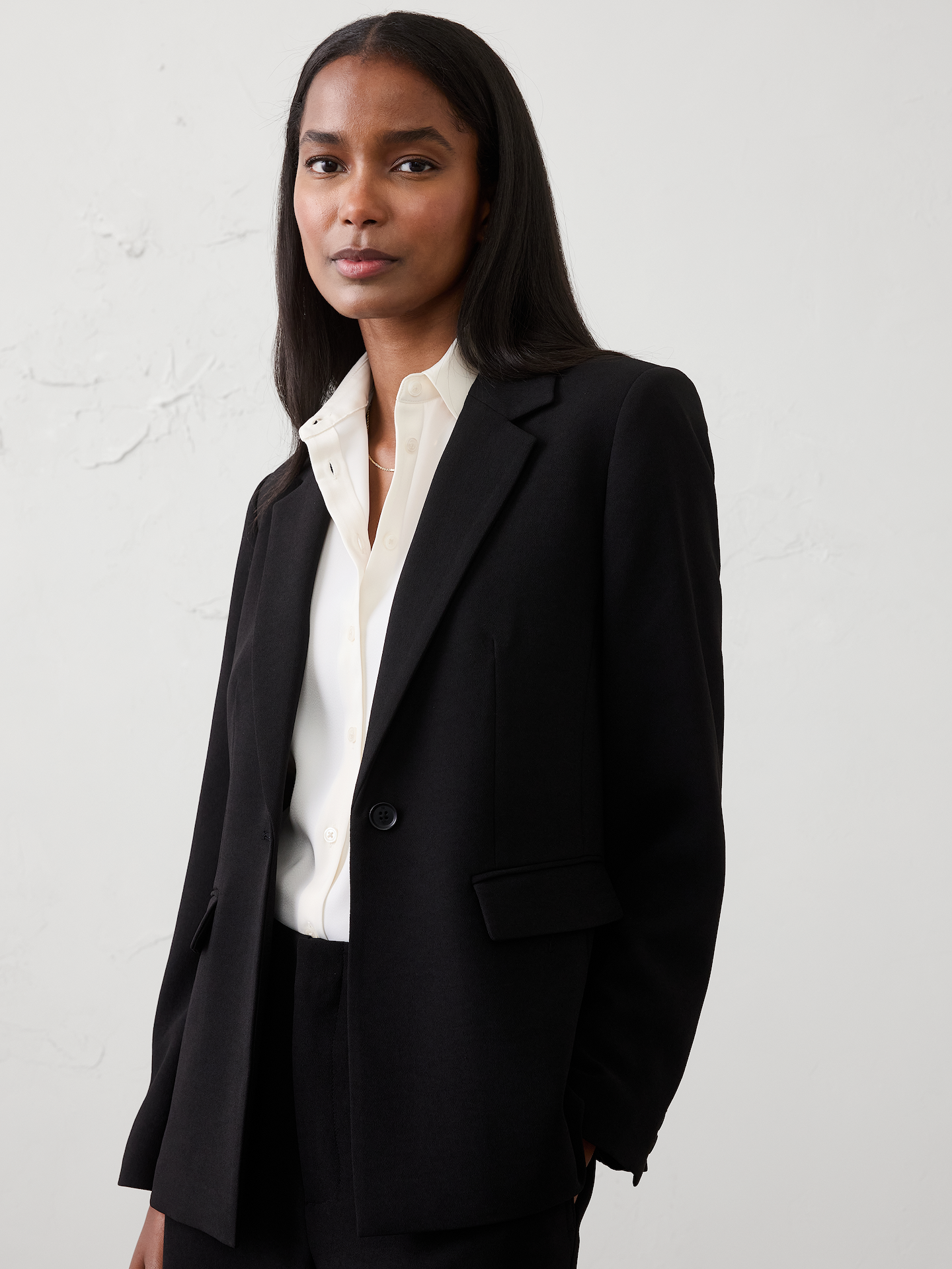 Image number 3 showing, Sculpted Stretch Crepe Long Blazer