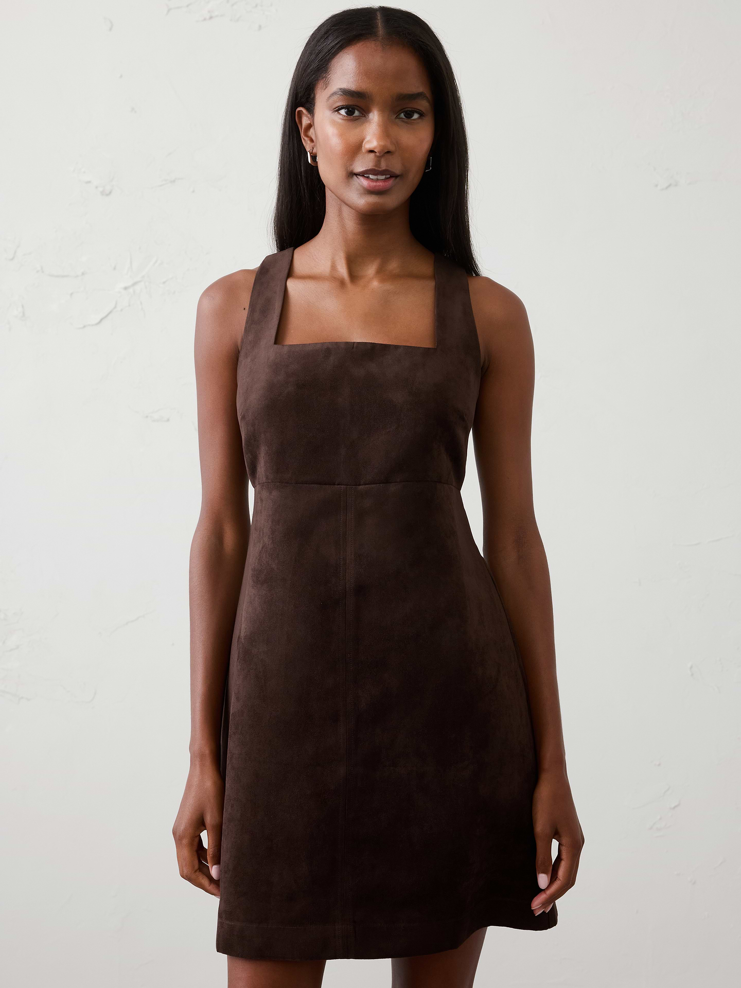 Image number 3 showing, Vegan Suede Empire-Waist Mini Dress