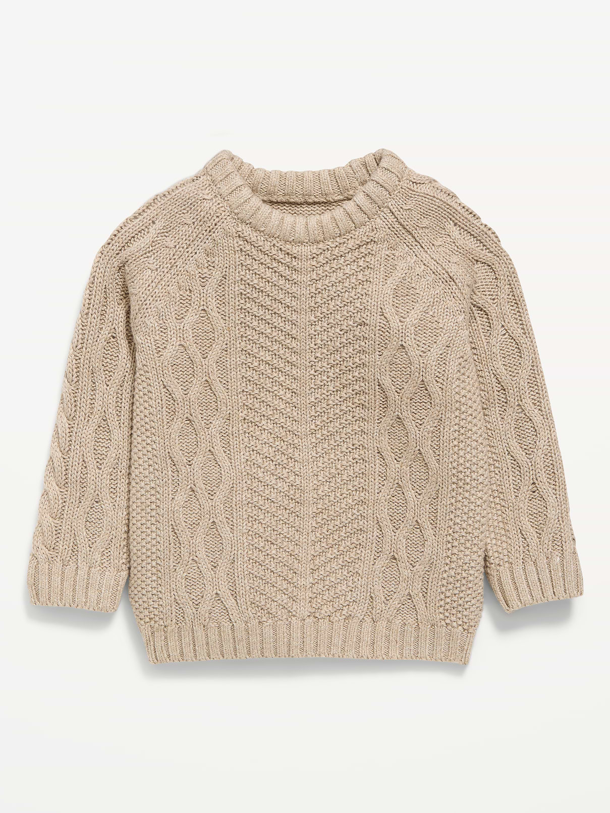 Image 1 of 3, crew neck, long raglan sleeves, cable knit, Product #1182772