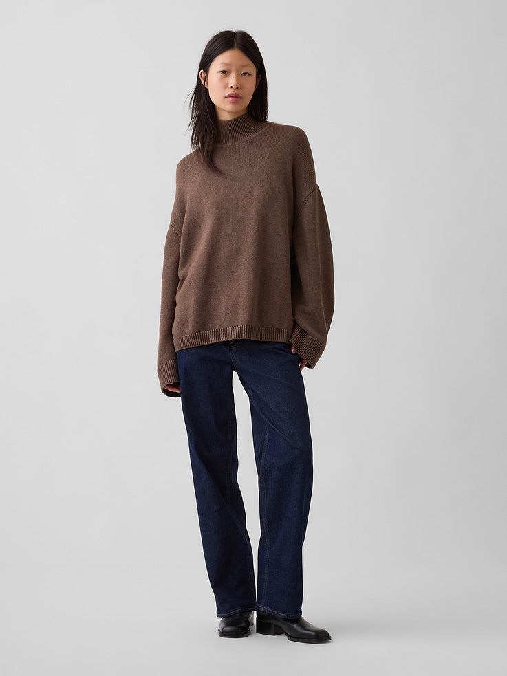Image number 2 showing, 100% Cotton Oversized Turtleneck Sweater
