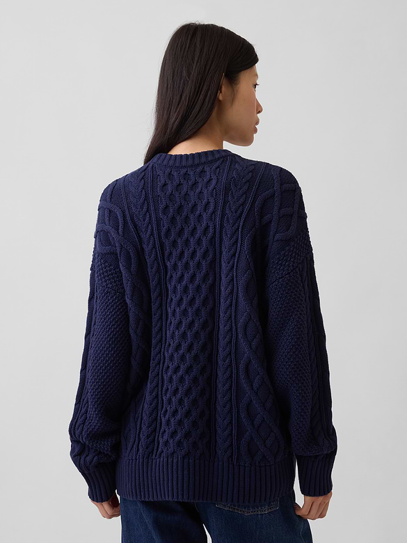 100% Cotton Cable-Knit Oversized Sweater