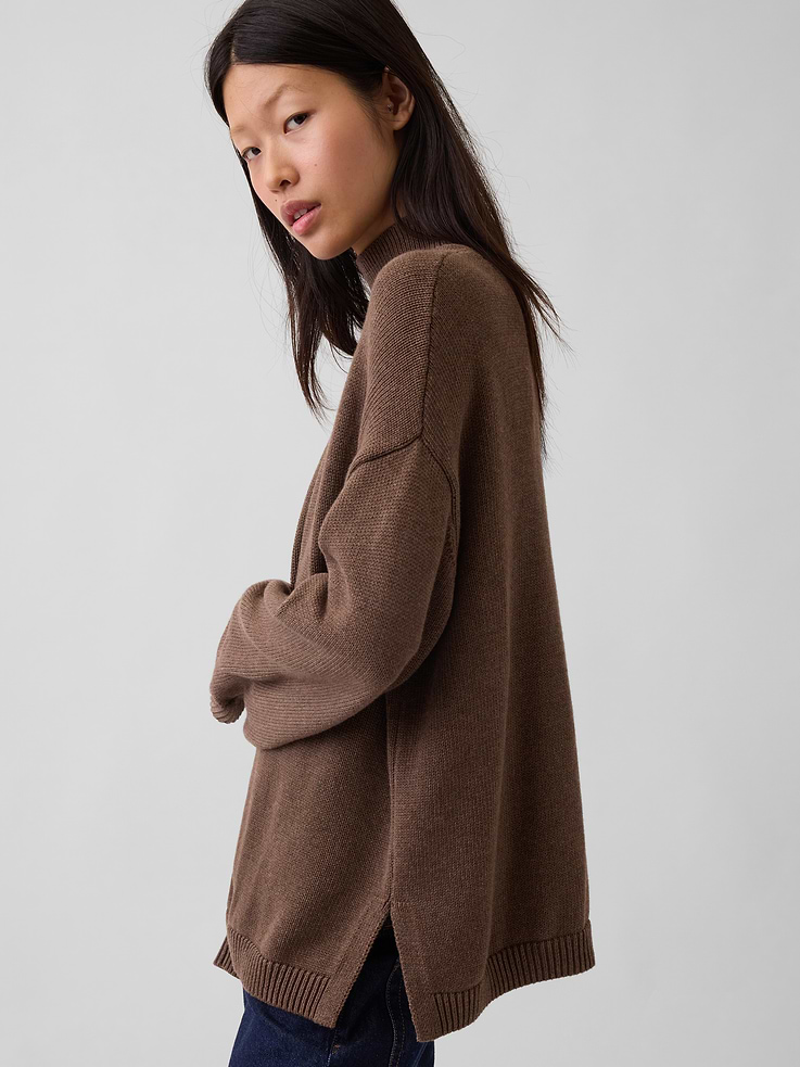 Image number 4 showing, 100% Cotton Oversized Turtleneck Sweater
