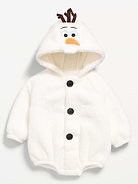 Image 1 of 1, built-in hood, olaf "face" at crown, long sleeves, button front, hidden snaps along inseam, © Disney, Product #1182642