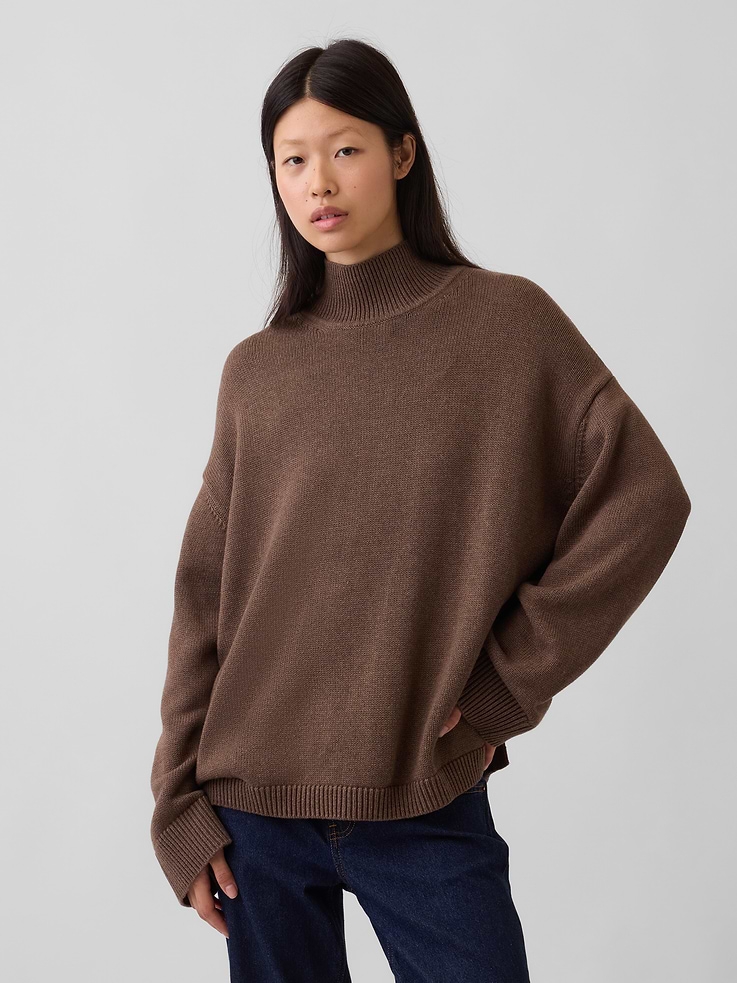 Image number 1 showing, 100% Cotton Oversized Turtleneck Sweater