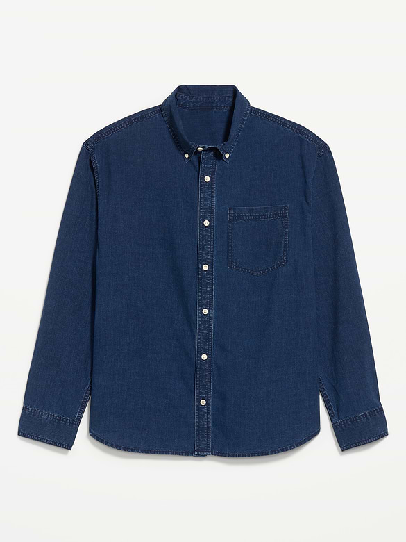 Loose Fit Long-Sleeve Denim Shirt