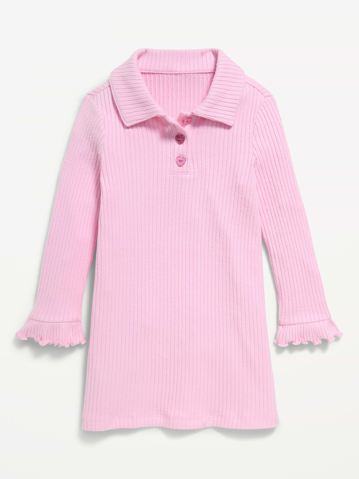 Image 2 of 4, Long-Sleeve Ribbed Polo Dress for Toddler Girls