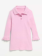 Image 2 of 4, Long-Sleeve Ribbed Polo Dress for Toddler Girls