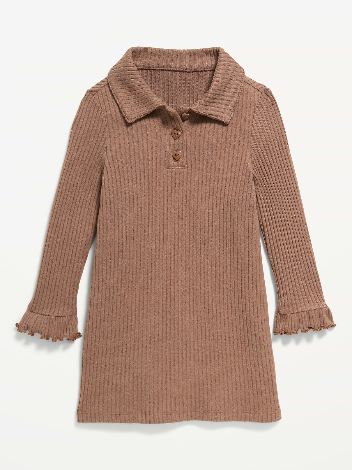 Long-Sleeve Ribbed Polo Dress for Toddler Girls