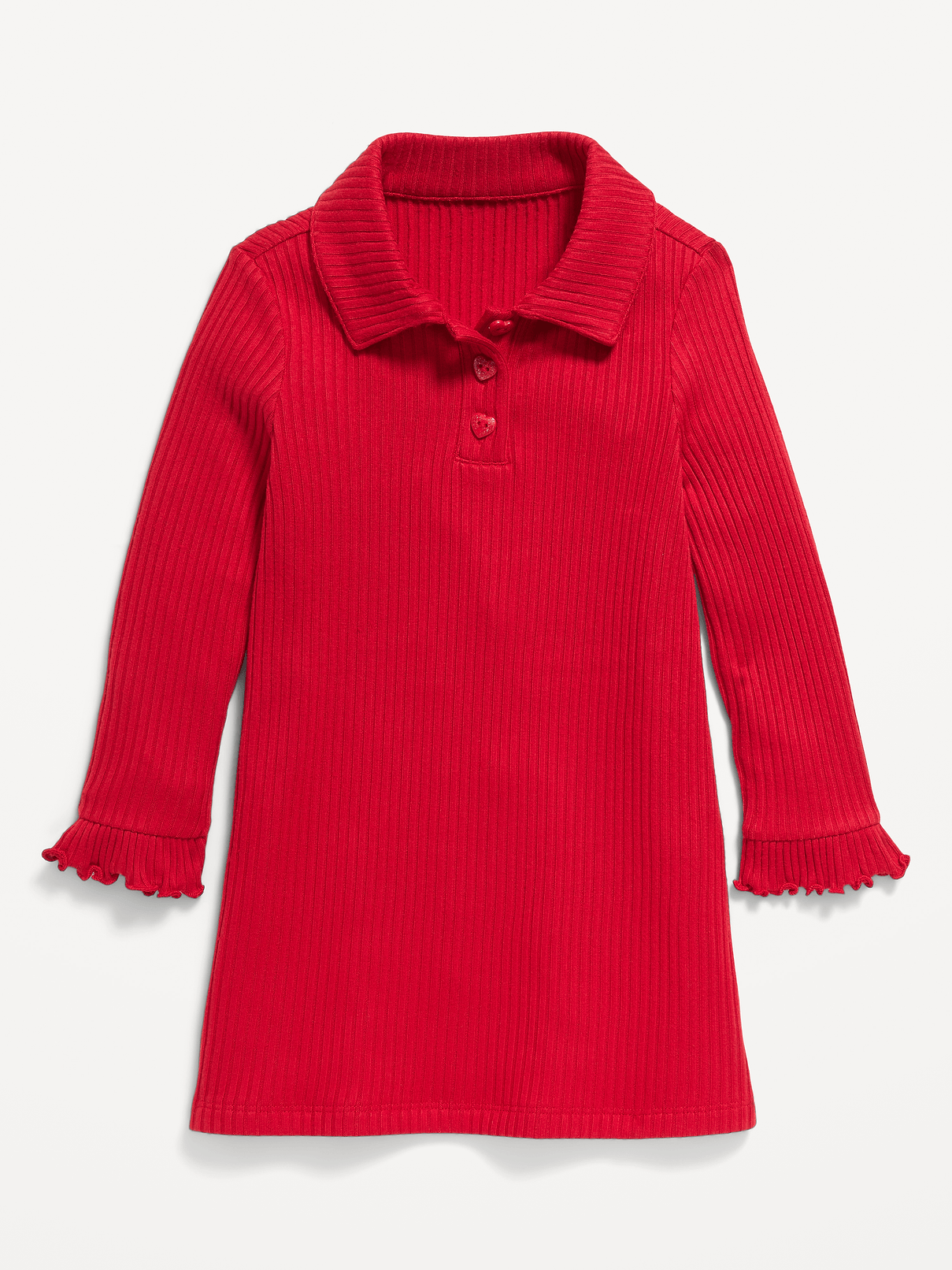 Image 1 of 3, spread collar, long sleeves, three-button placket, ruffled cuffs, Product #1184028