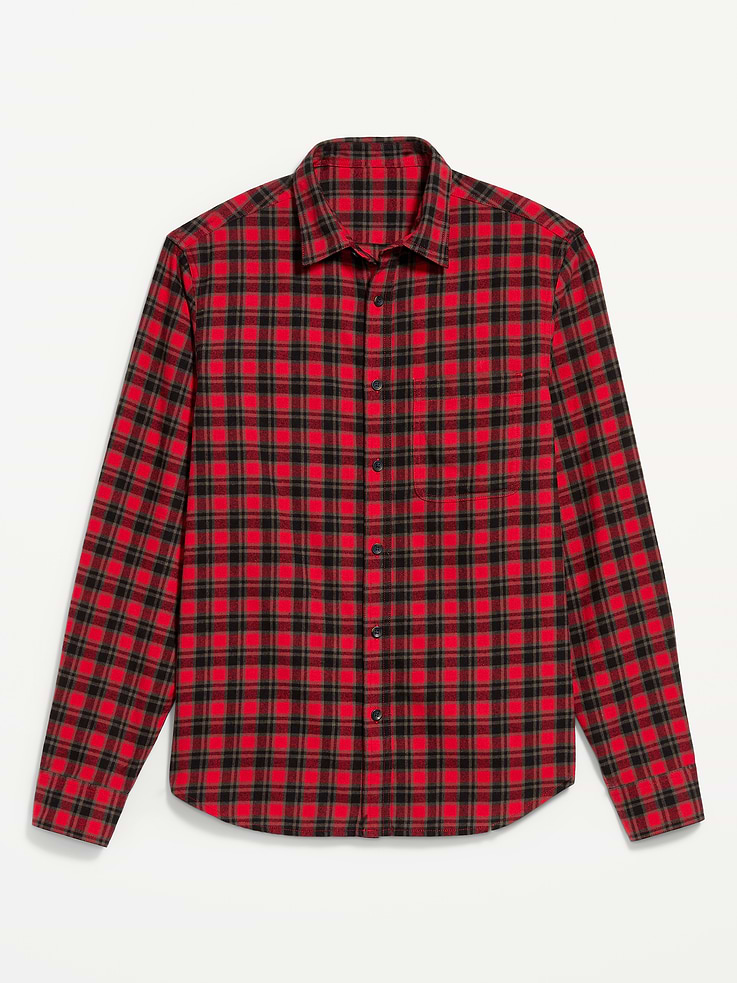 Image 4 of 4, Relaxed Long-Sleeve Flannel Pocket Shirt