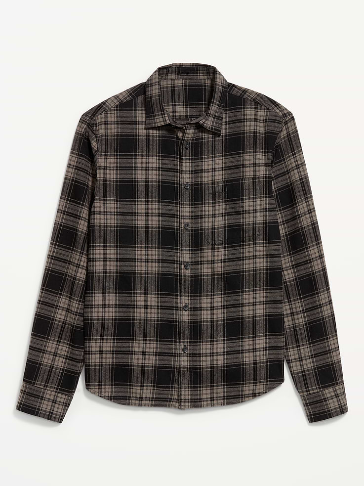 Image 4 of 4, Relaxed Long-Sleeve Flannel Pocket Shirt