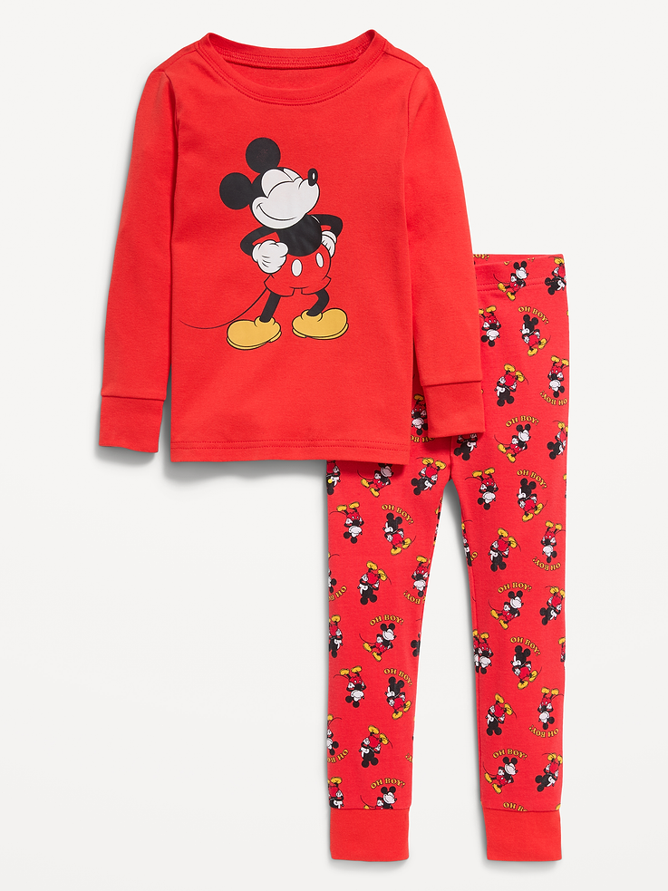 Image 1 of 2, rib-knit crew neck, short sleeves, pajama pants have, elasticized waist, rib-knit cuffs, licensed graphic, © Disney., Product #1184987