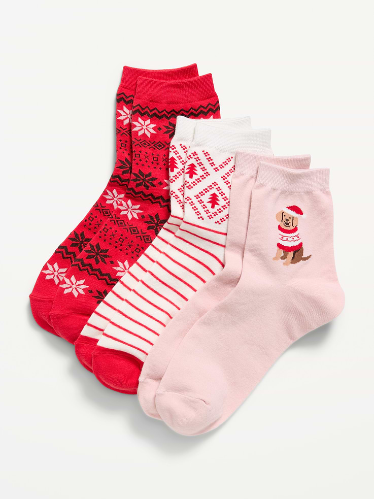 Image 2 of 2, Novelty Quarter Crew Socks 3-Pack for Women