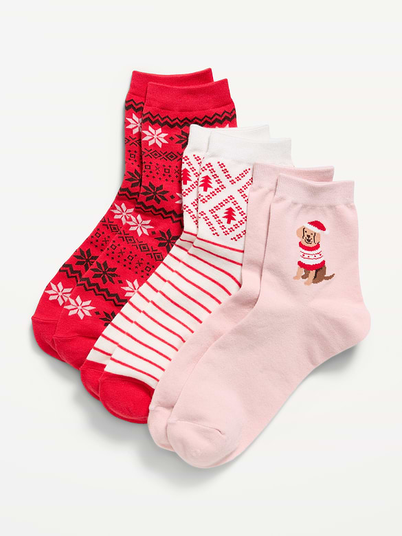Novelty Quarter Crew Socks 3-Pack for Women