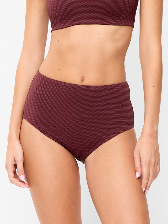 High-Waisted Pique Bikini Swim Bottoms