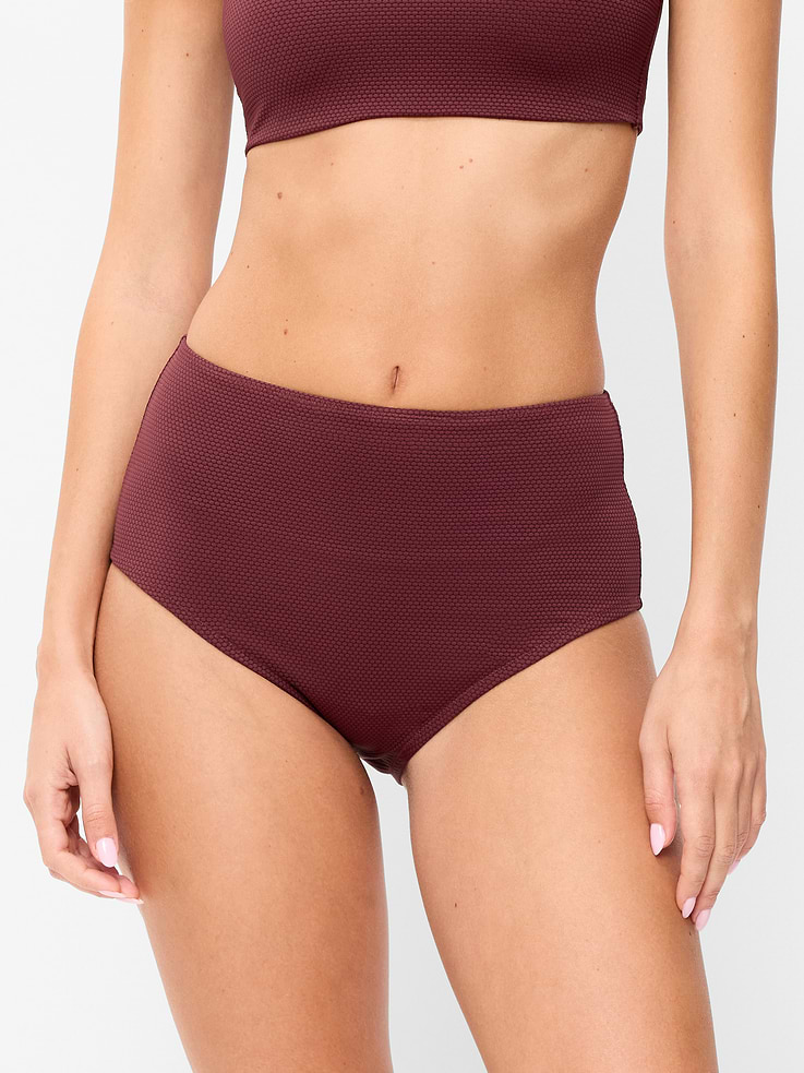 Image number 1 showing, High-Waisted Pique Bikini Swim Bottoms