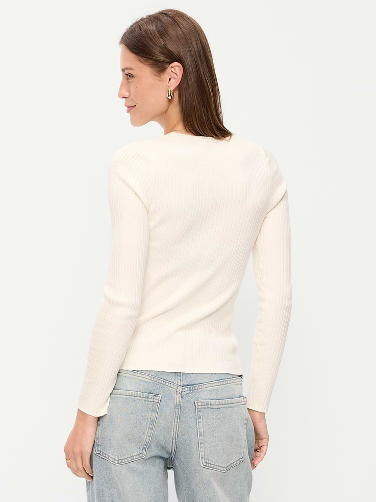 Image number 2 showing, Crew-Neck Long-Sleeve Ribbed Top