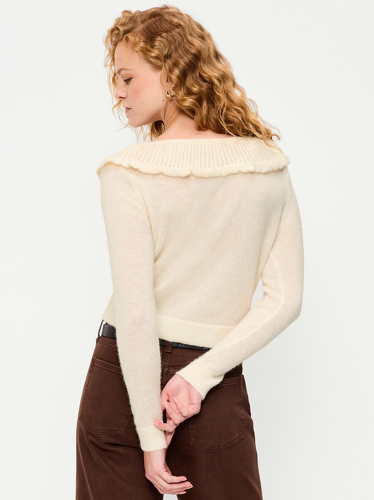 Image number 2 showing, Ruffle-Collar Pointelle Cardigan