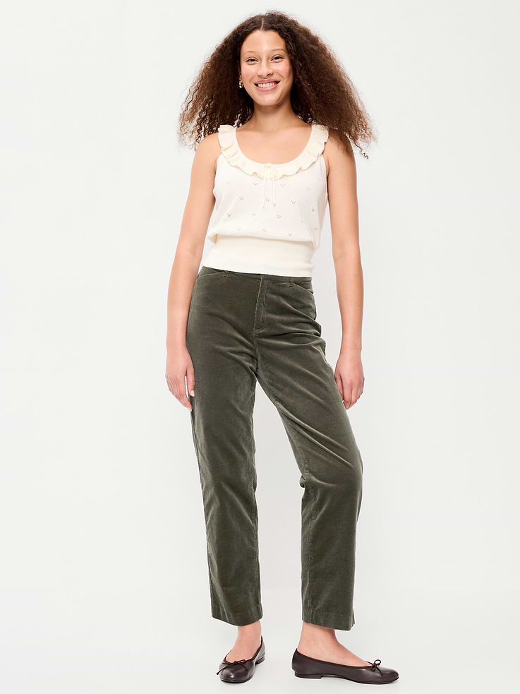 Image number 1 showing, High-Waisted Pixie Straight Pants