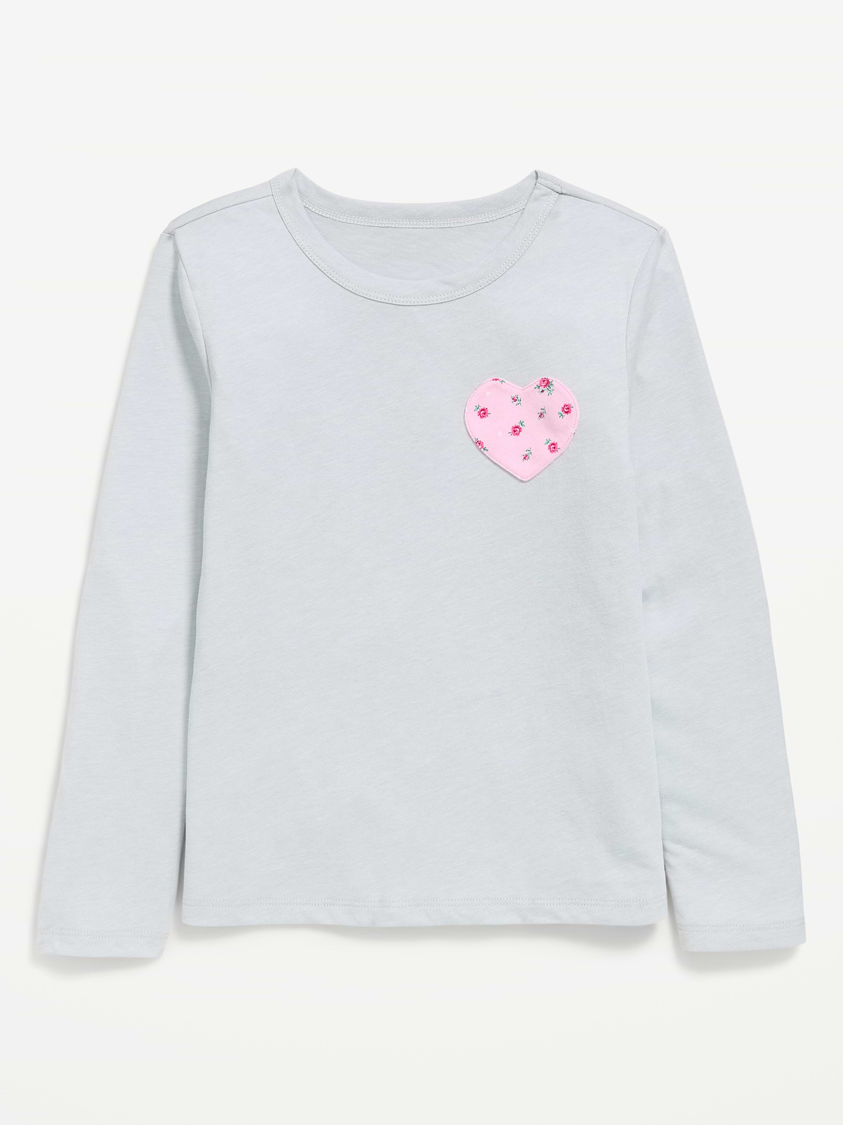 Image 2 de 3, T-shirt ultra-doux à applique en cœur et à manches longues pour fille
