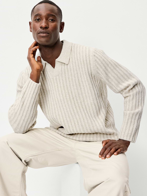 Long-Sleeve Polo Sweater