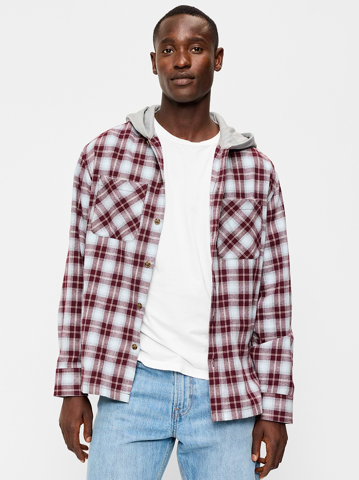 Image number 1 showing, Long-Sleeve Flannel Hooded Shirt
