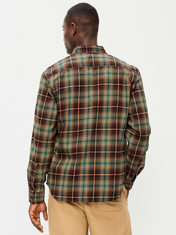 Relaxed Long-Sleeve Flannel Pocket Shirt