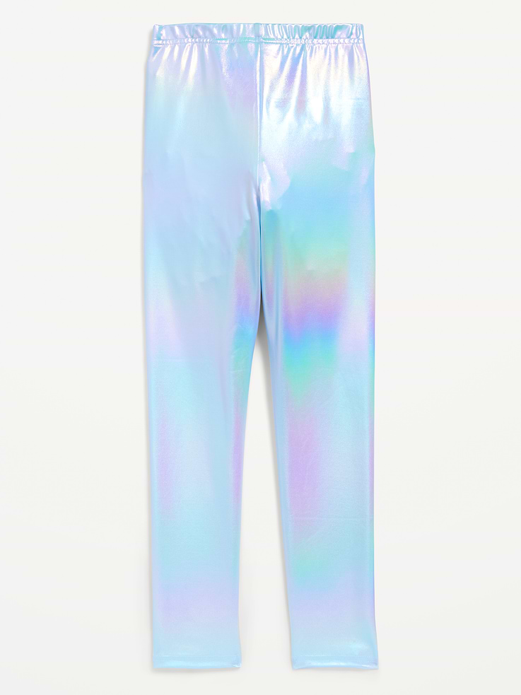 Image 2 of 2, Shiny Foil Print Leggings for Girls