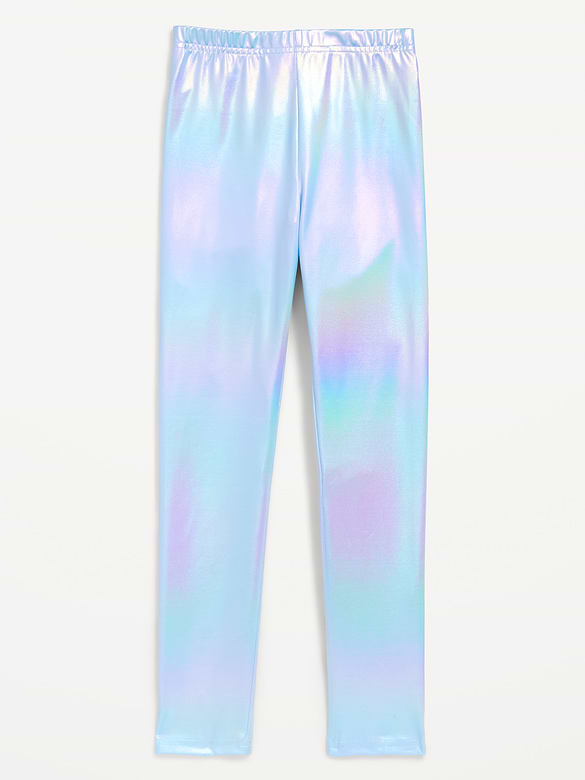 Shiny Foil Print Leggings for Girls