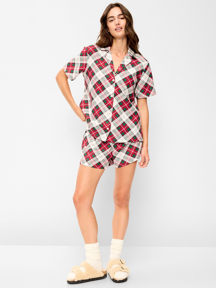 Image number 1 showing, Flannel Pajama Short Set for Women
