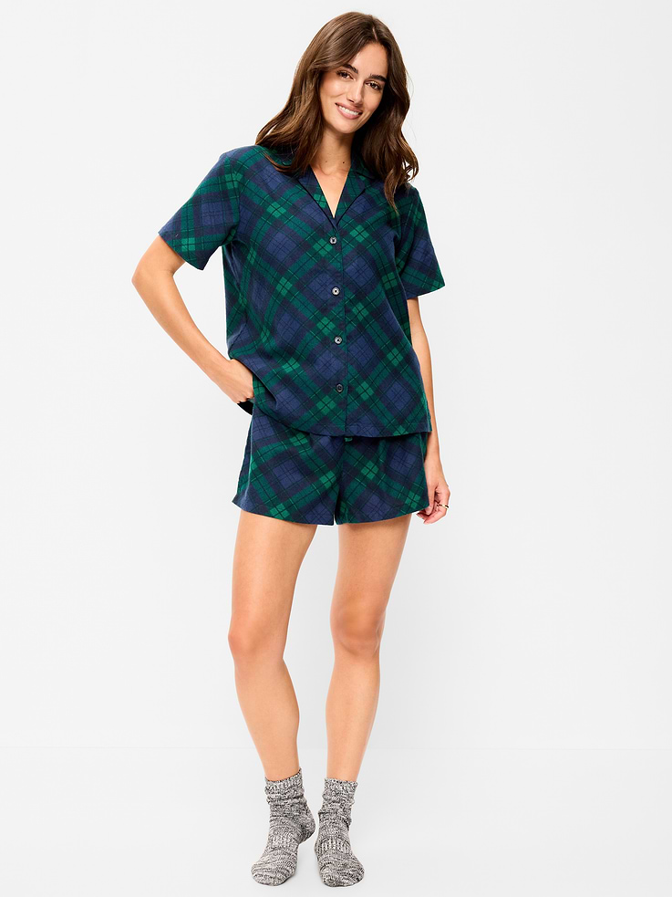 Image number 1 showing, Flannel Pajama Short Set for Women