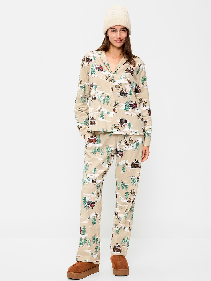 Image number 1 showing, Printed Flannel Pajama Pant Set for Women