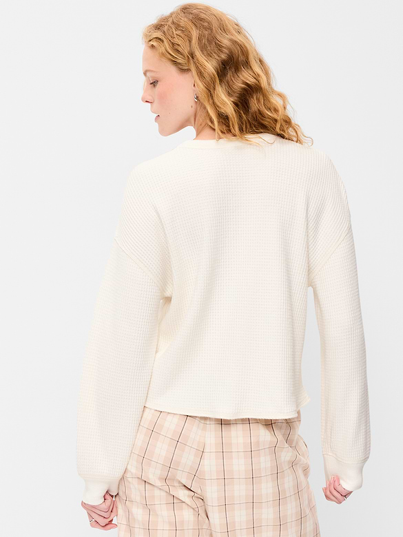 Long-Sleeve Crew-Neck Henley T-Shirt