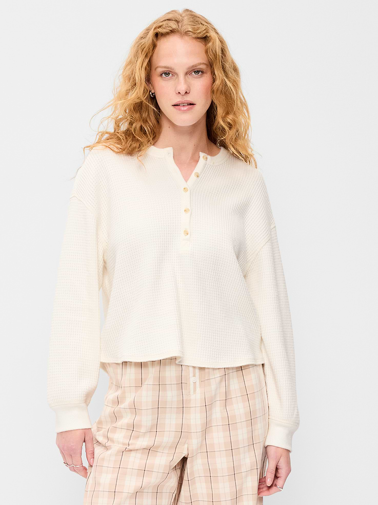 Image number 1 showing, Long-Sleeve Crew-Neck Henley T-Shirt