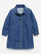 Image number 1 showing, Long-Sleeve Western Denim Shirt Dress for Toddler Girls