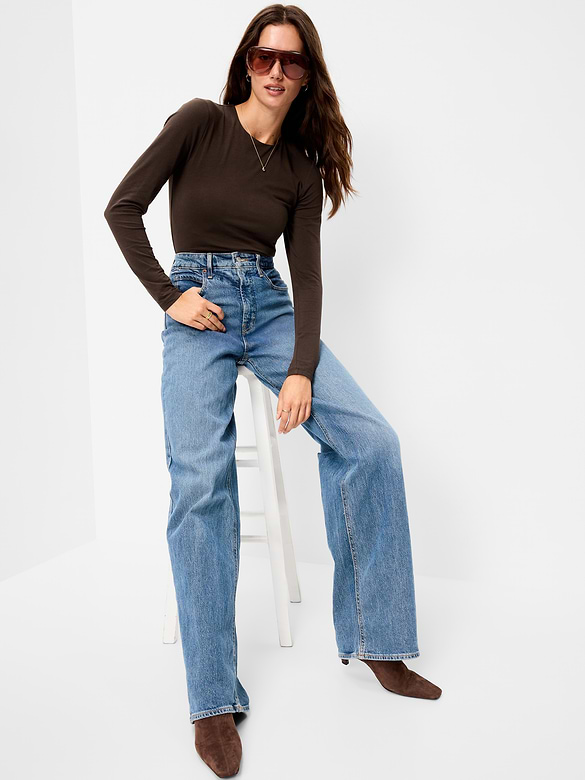 Hug Double-Layer Crew-Neck Long-Sleeve Top
