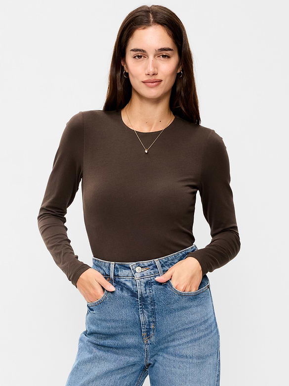 Hug Double-Layer Crew-Neck Long-Sleeve Top